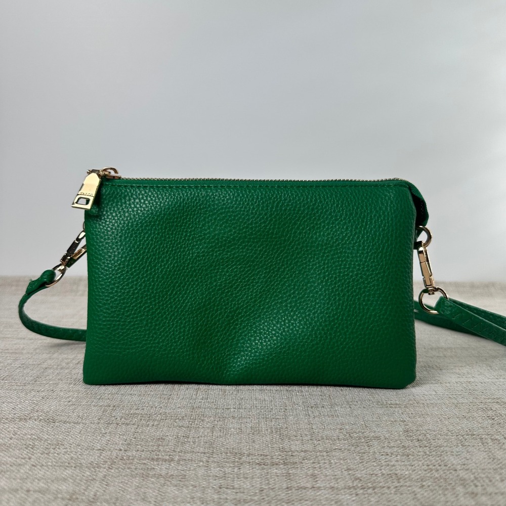Jen & Co Riley Kelly Green Vegan Leather Crossbody Bag